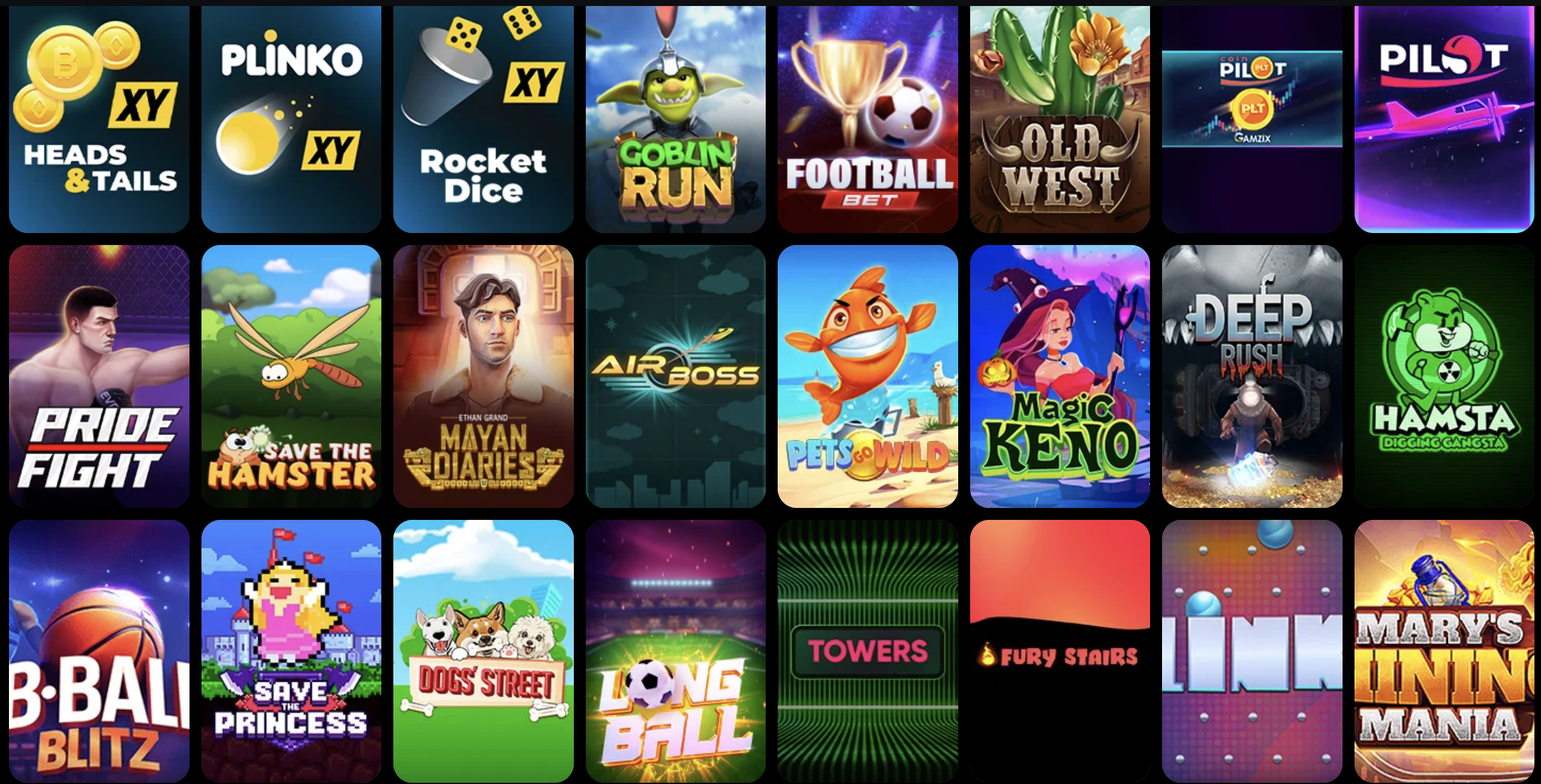 Интерфейс раздела быстрых игр в казино Покербет